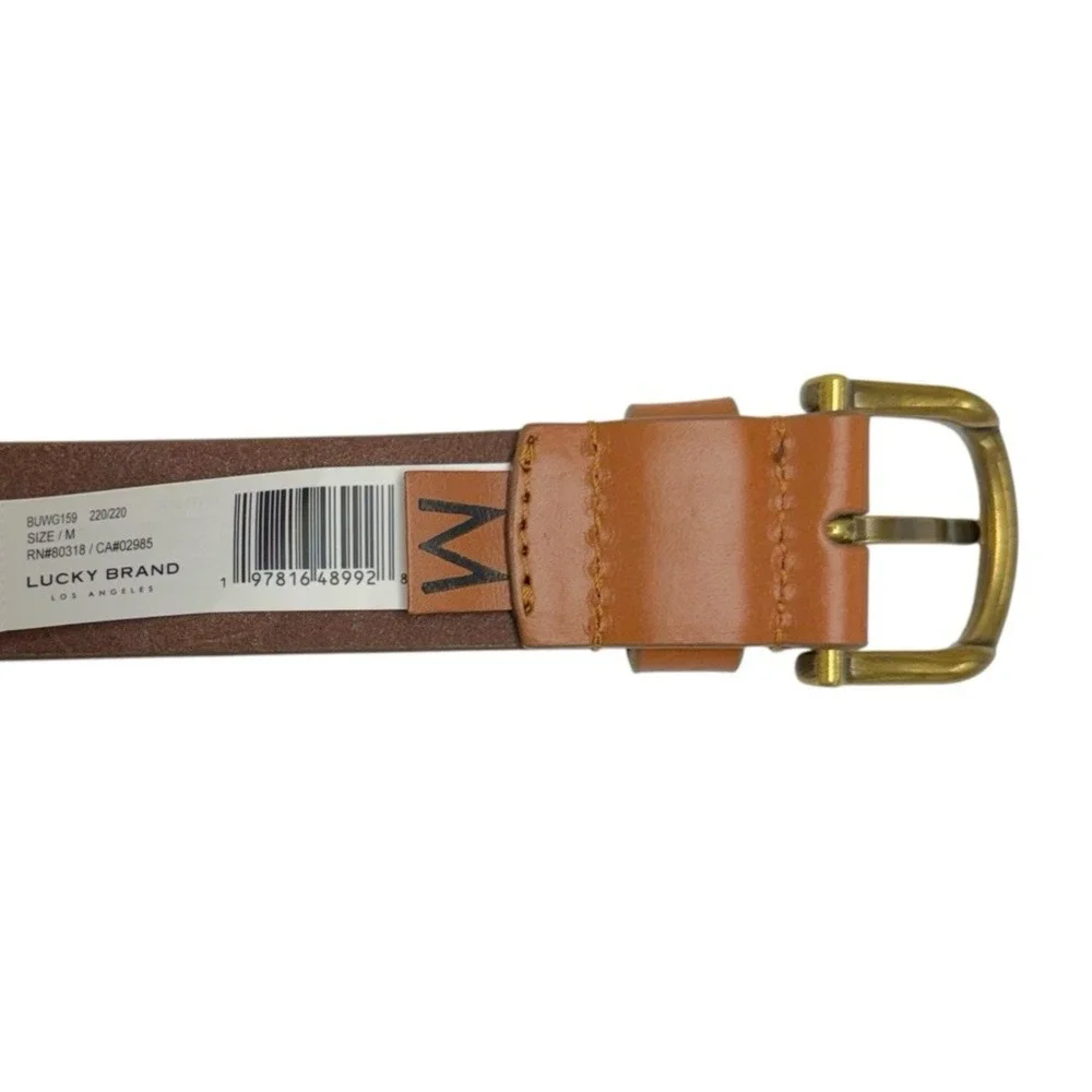 Lucky Brand Women’s Medium Golden Floral Embroidered 100% Leather Brown Belt NWT